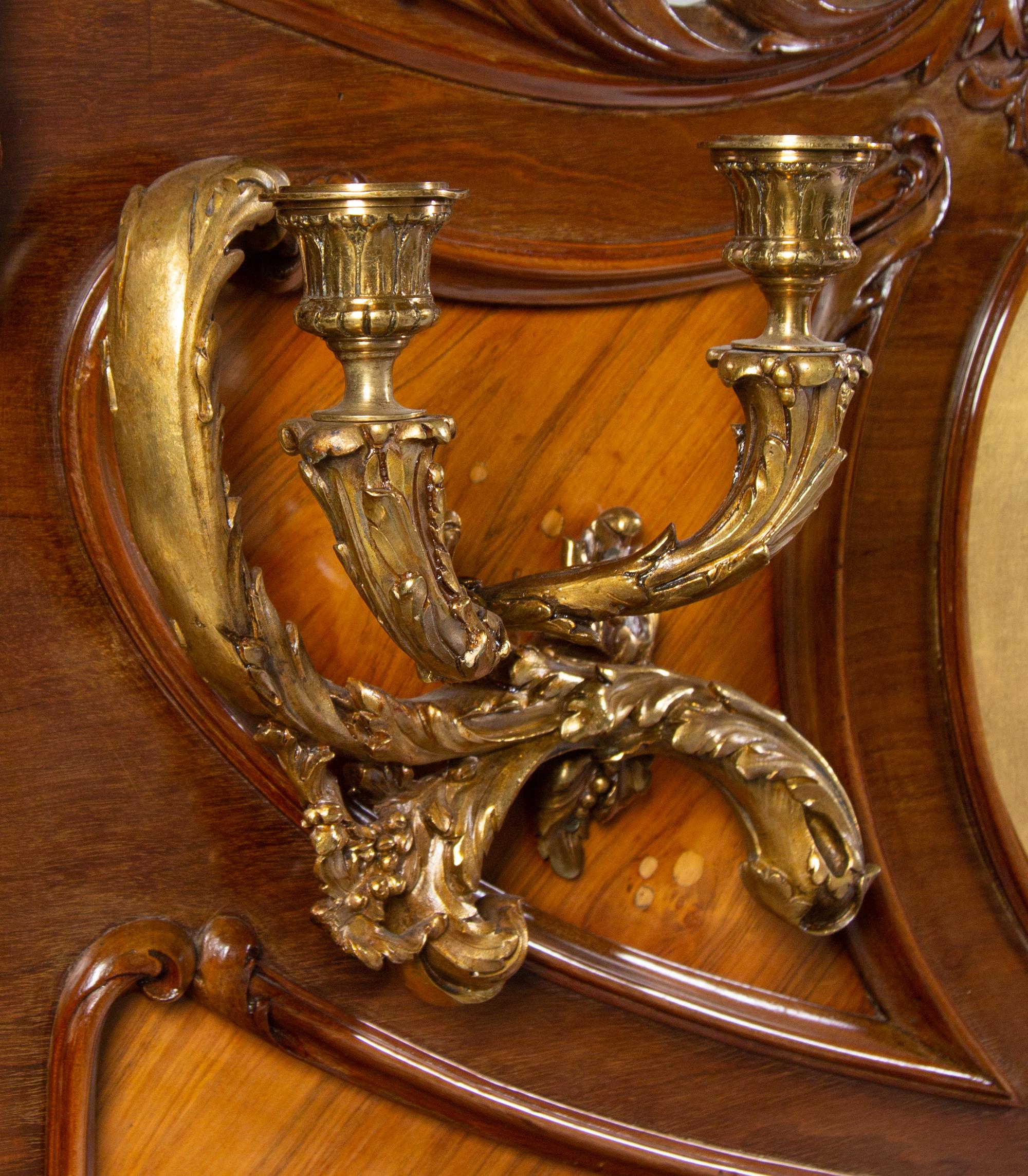 A Louis XV Style Gilt Bronze Mounted Carved Walnut, Kingwood and Vernis Martin Upright Piano