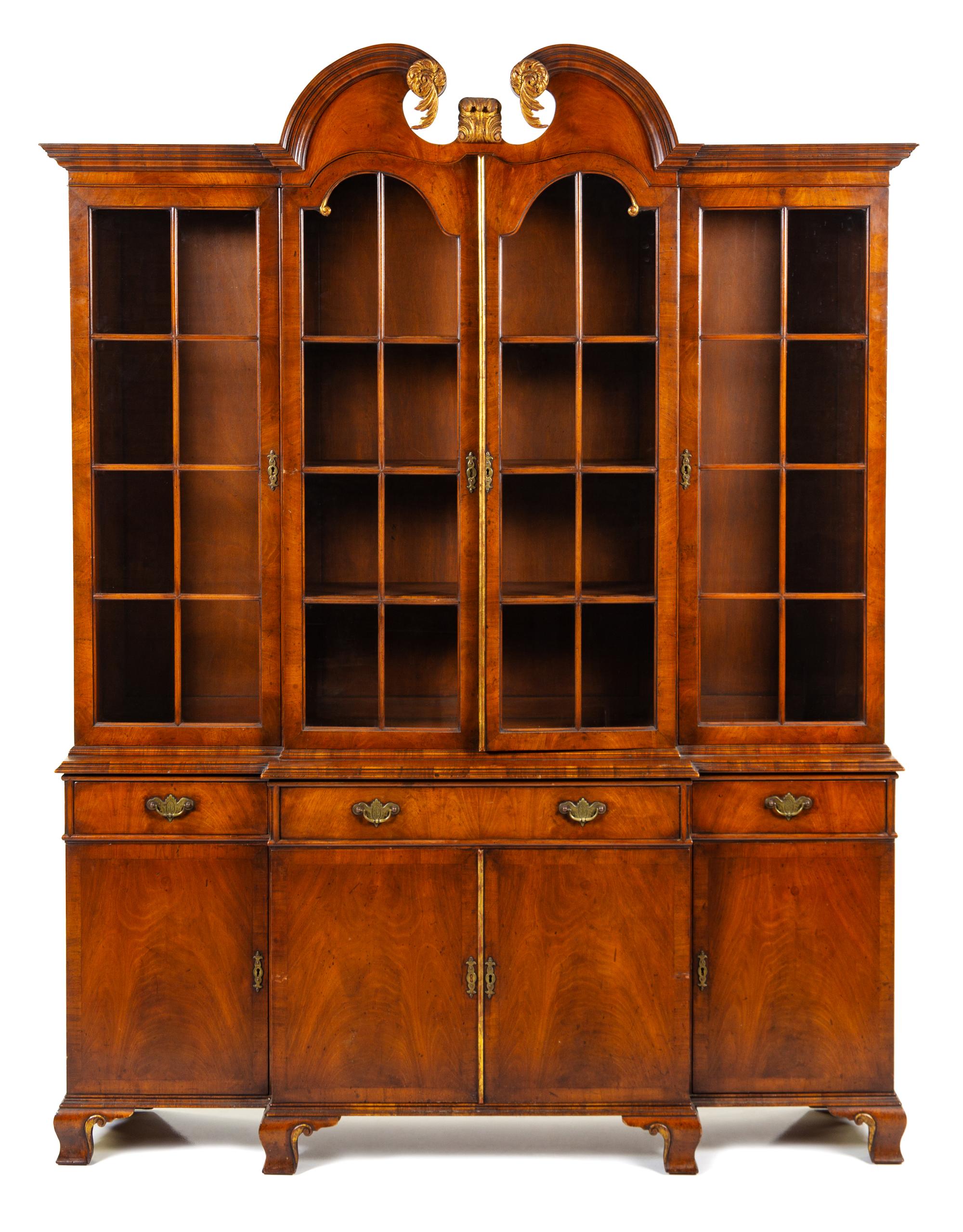 A George III Mahogany Breakfront Bookcase Height 89 x width 67 x depth 16 inches. — 20TH CENTURY