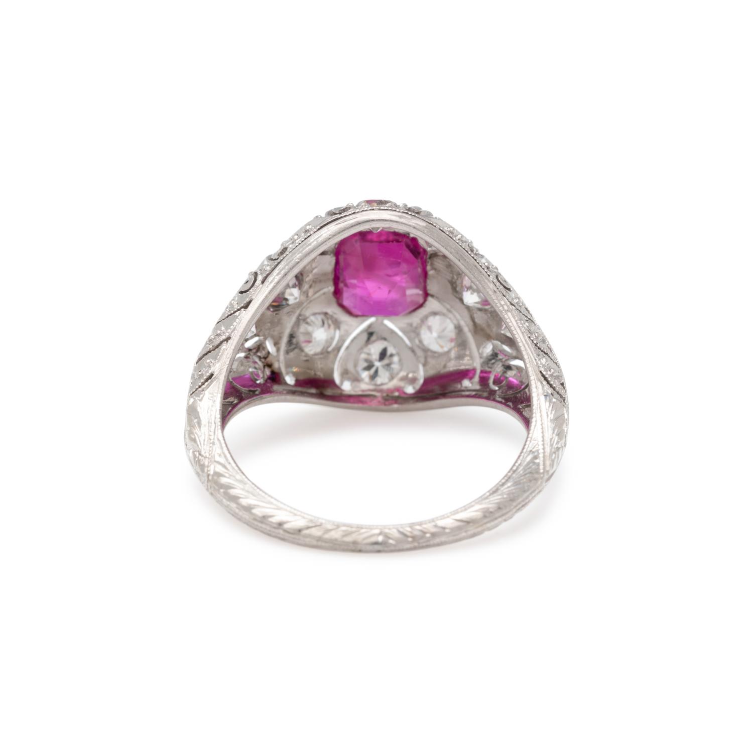 EDWARDIAN, UNHEATED BURMESE RUBY AND DIAMOND RING