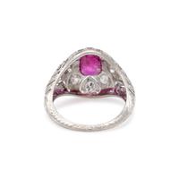 EDWARDIAN, UNHEATED BURMESE RUBY AND DIAMOND RING