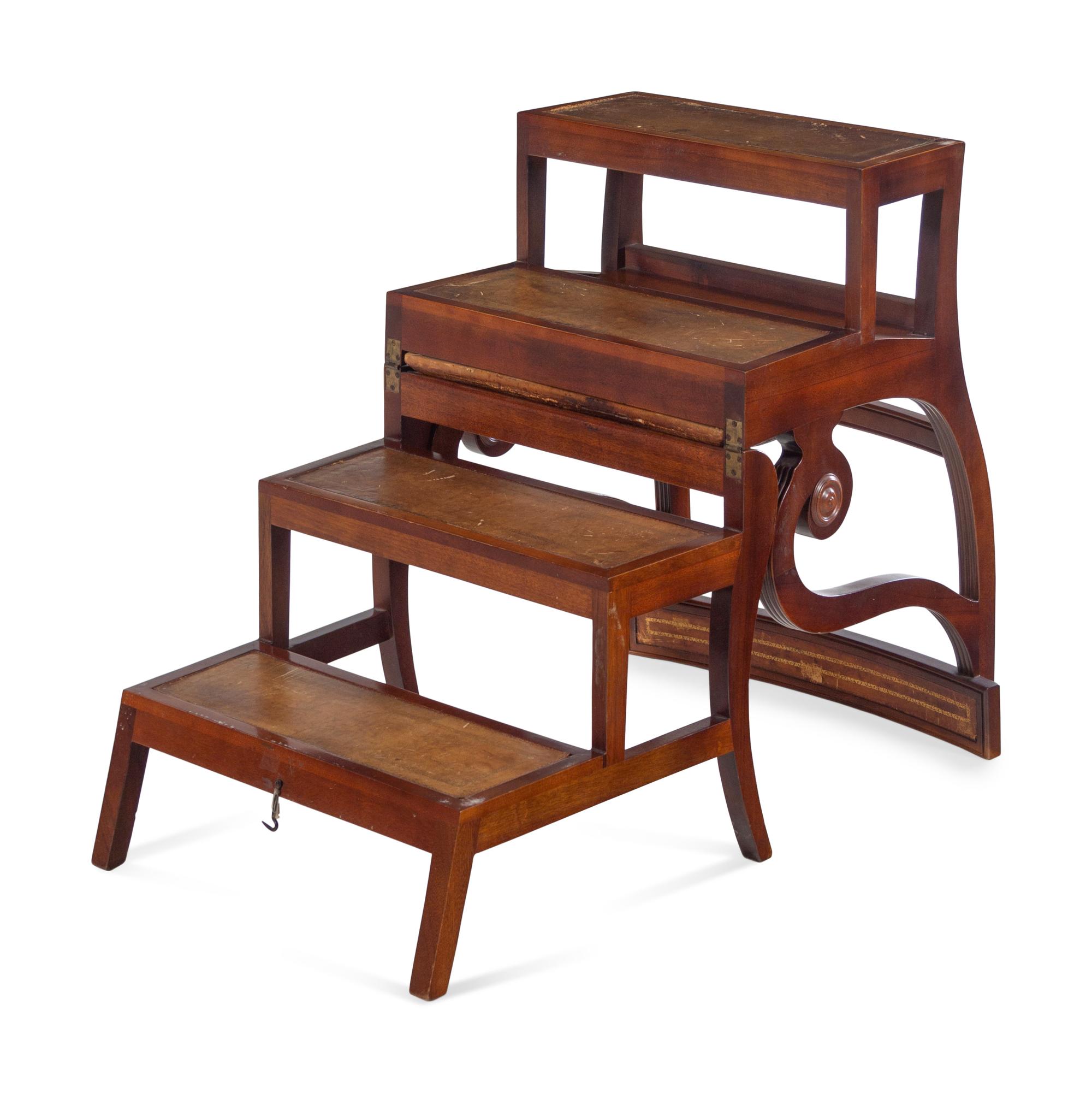 A Regency Mahogany Convertible Chair and Library Steps