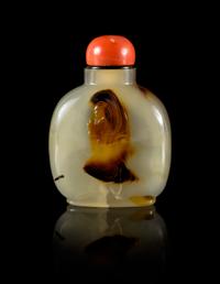 An Agate Snuff Bottle Height 2 3/8 inches.