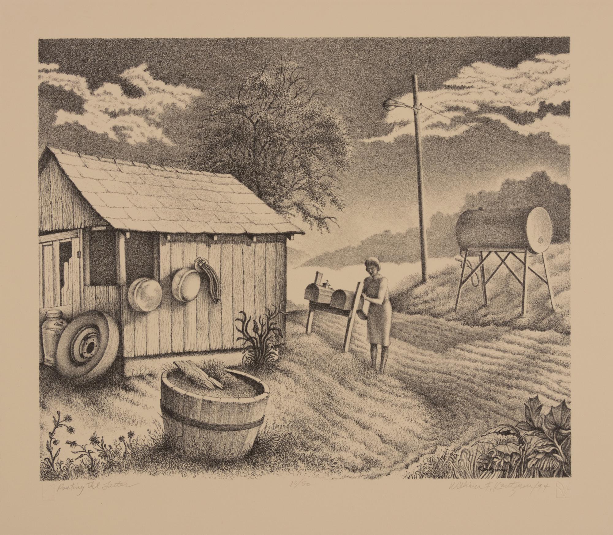 A group of three prints ( Evening Chores; Posting the Letter; Thief in the Corn )