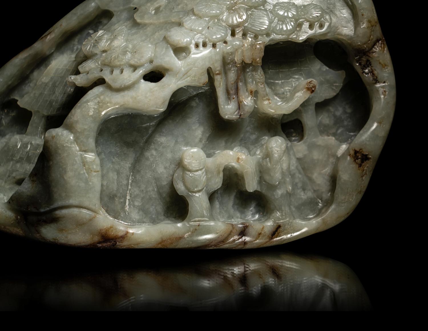 A Chinese Celadon Jade 'Landscape' Mountain