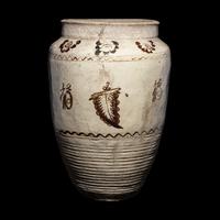 A Large Chinese Painted Cizhou Porcelain Jar, Yuan/Ming Dynasty 元/明 磁州窑白地黑花花卉紋大罐