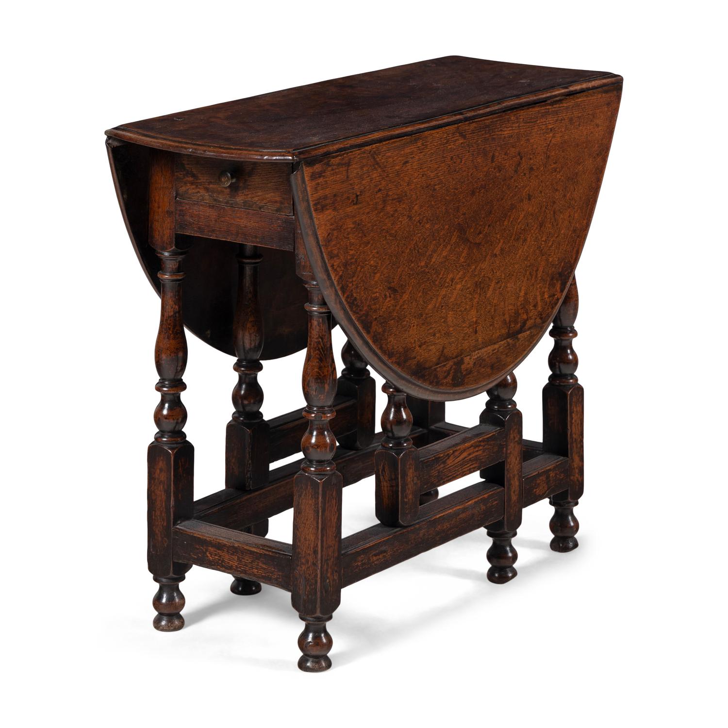A William and Mary Oak Dropleaf Table
