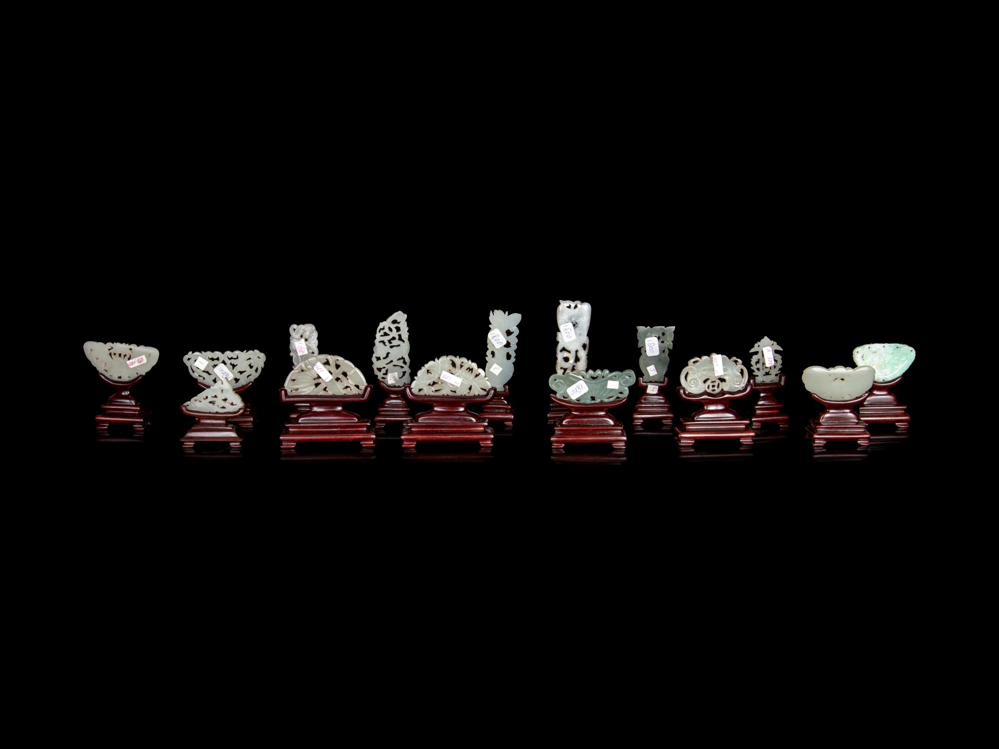 15 Chinese Reticulated Jade and Jadeite Pendants