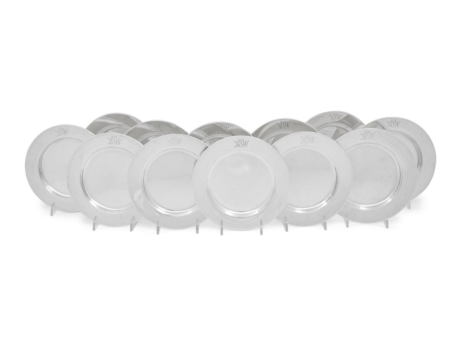 A Set of Twelve American Silver Bread Plates
