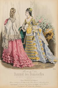 Four Framed Ladies' Costume Engravings Largest 10 1/4 x 6 3/4 inches.
