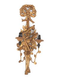 An Italian Giltwood Two-Light Sconce