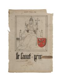 ANONYMOUS ARTIST Single leaf, Le Saint Pere [Pope Clement VI] (leaf 247 x 190 mm.; drawing 150 x 135 mm.) [Germany or France, c. 1500-1550]
