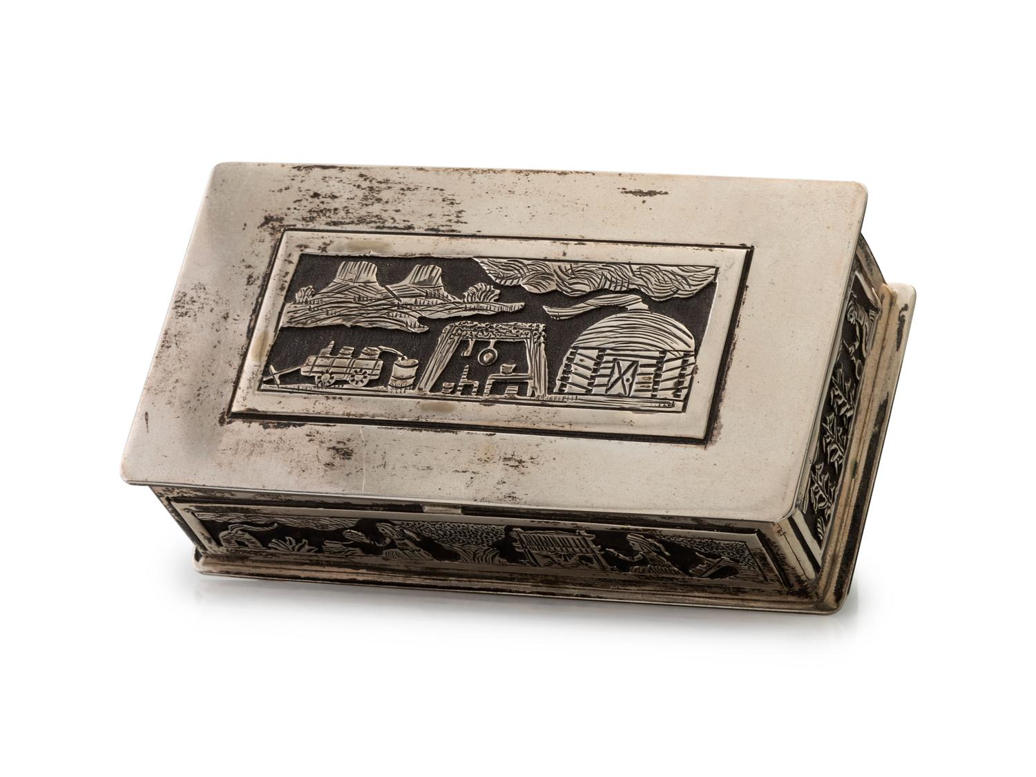 Navajo Sterling Silver Storyteller Lidded Box