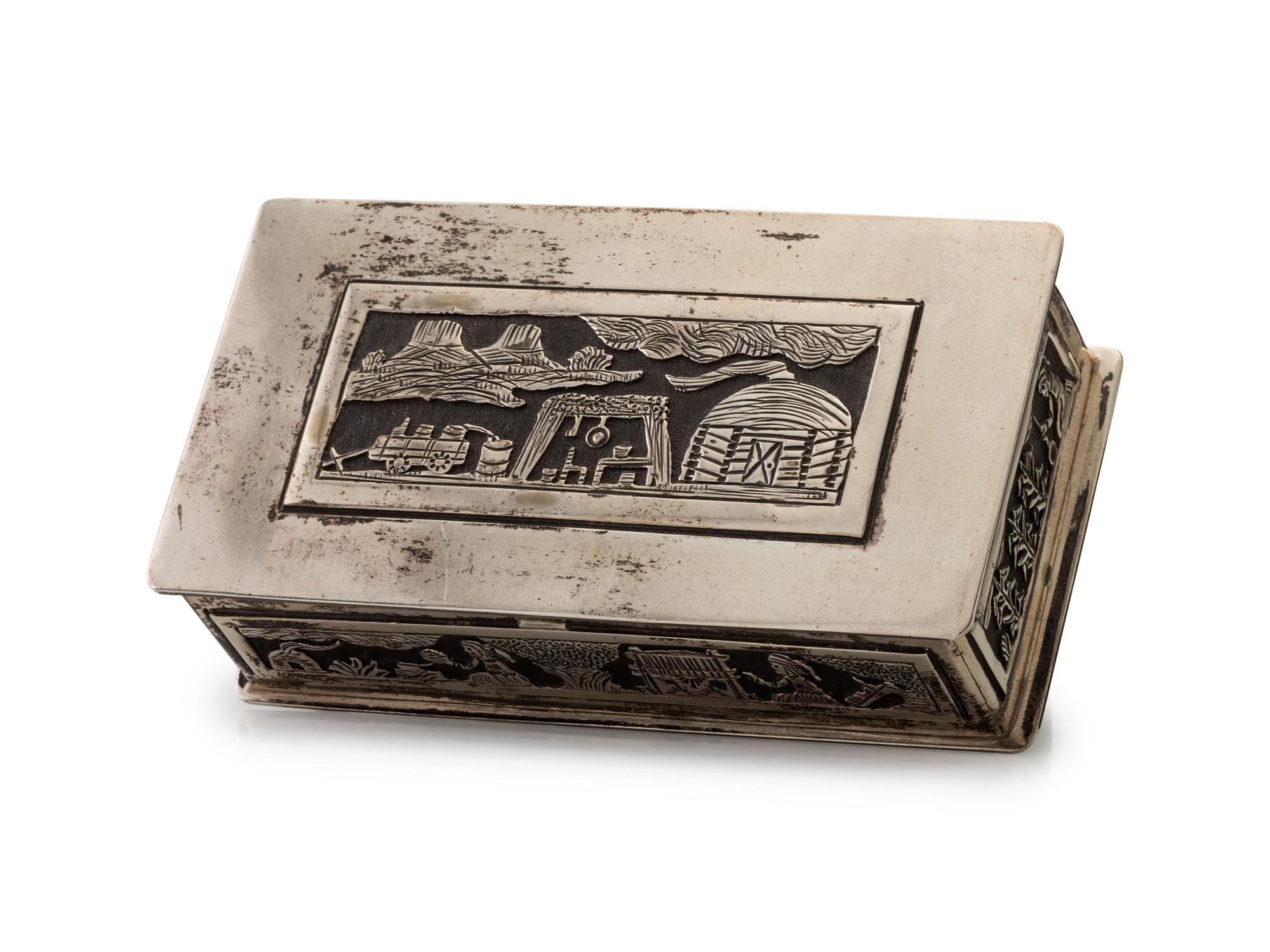 Navajo Sterling Silver Storyteller Lidded Box