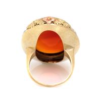 CARNELIAN AND SEED PEARL RING
