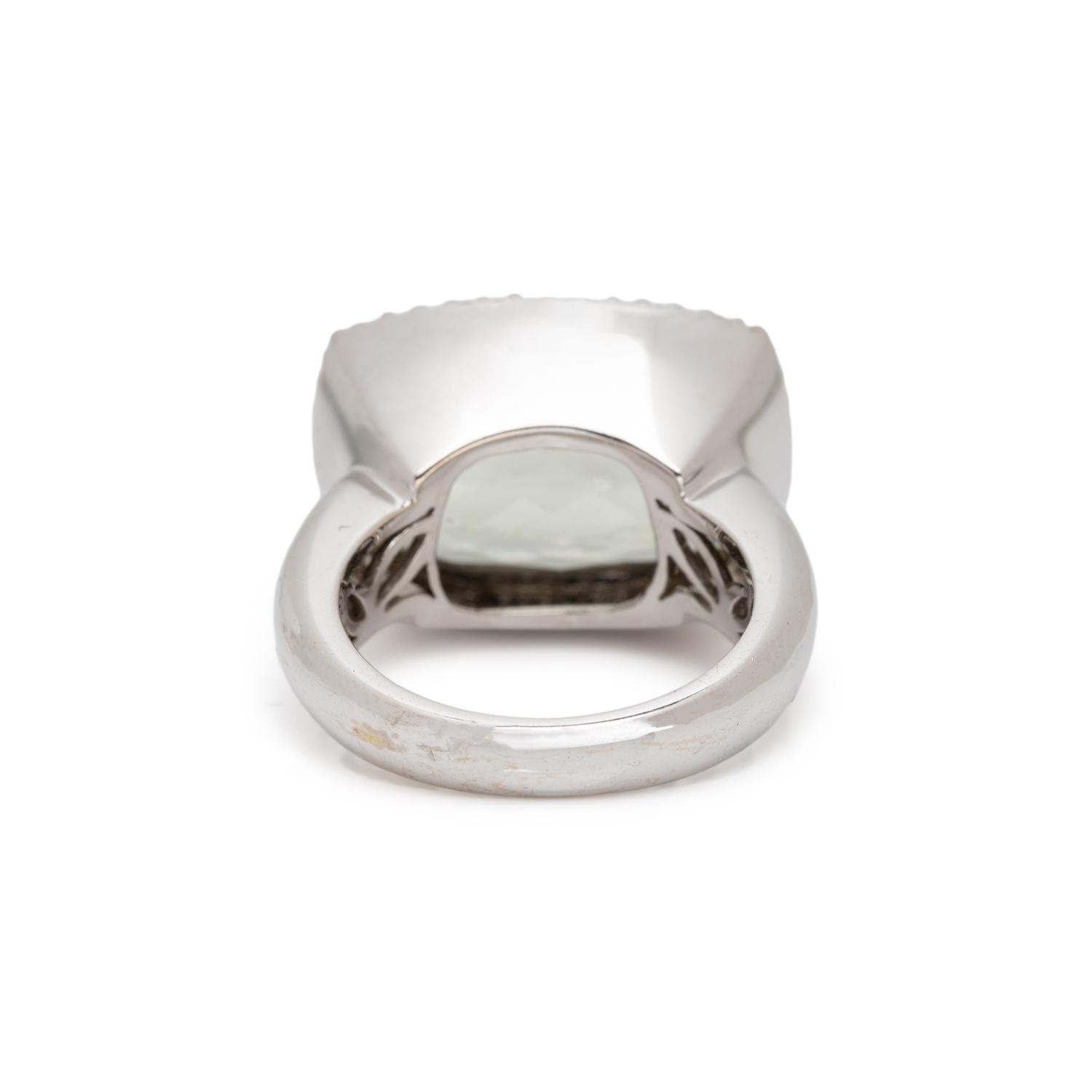 GREEN QUARTZ AND DIAMOND RING