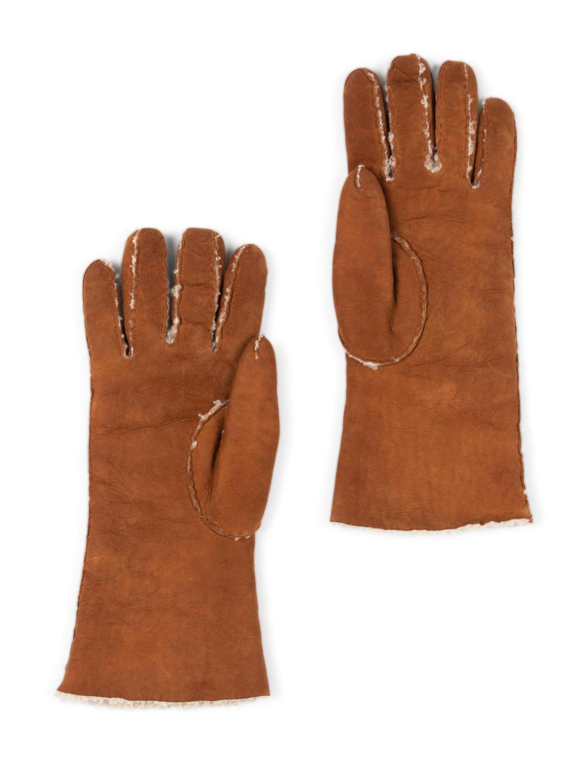 Hermès Black Leather Wallet, 2012 and Hermès Shearling Gloves