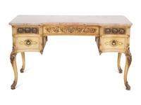 A Louis XV Style Carved, Painted and Parcel-Gilt Trumeau Mirror and Lady's Writing Desk — 20TH CENTURY