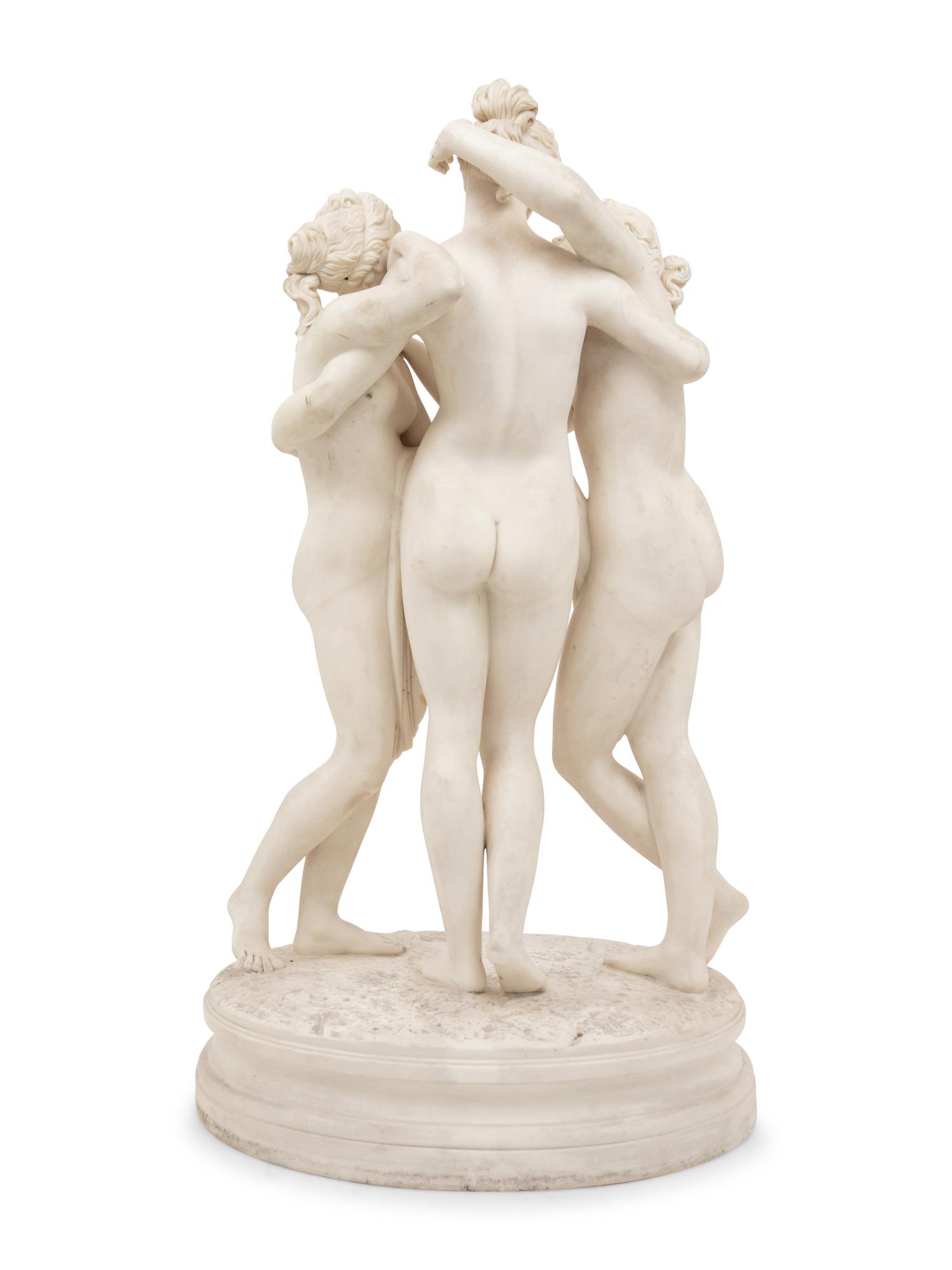 A Parian Ware Figural Group Depicting The Three Graces , after Antonio Canova