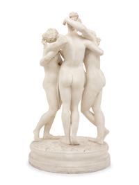 A Parian Ware Figural Group Depicting The Three Graces , after Antonio Canova