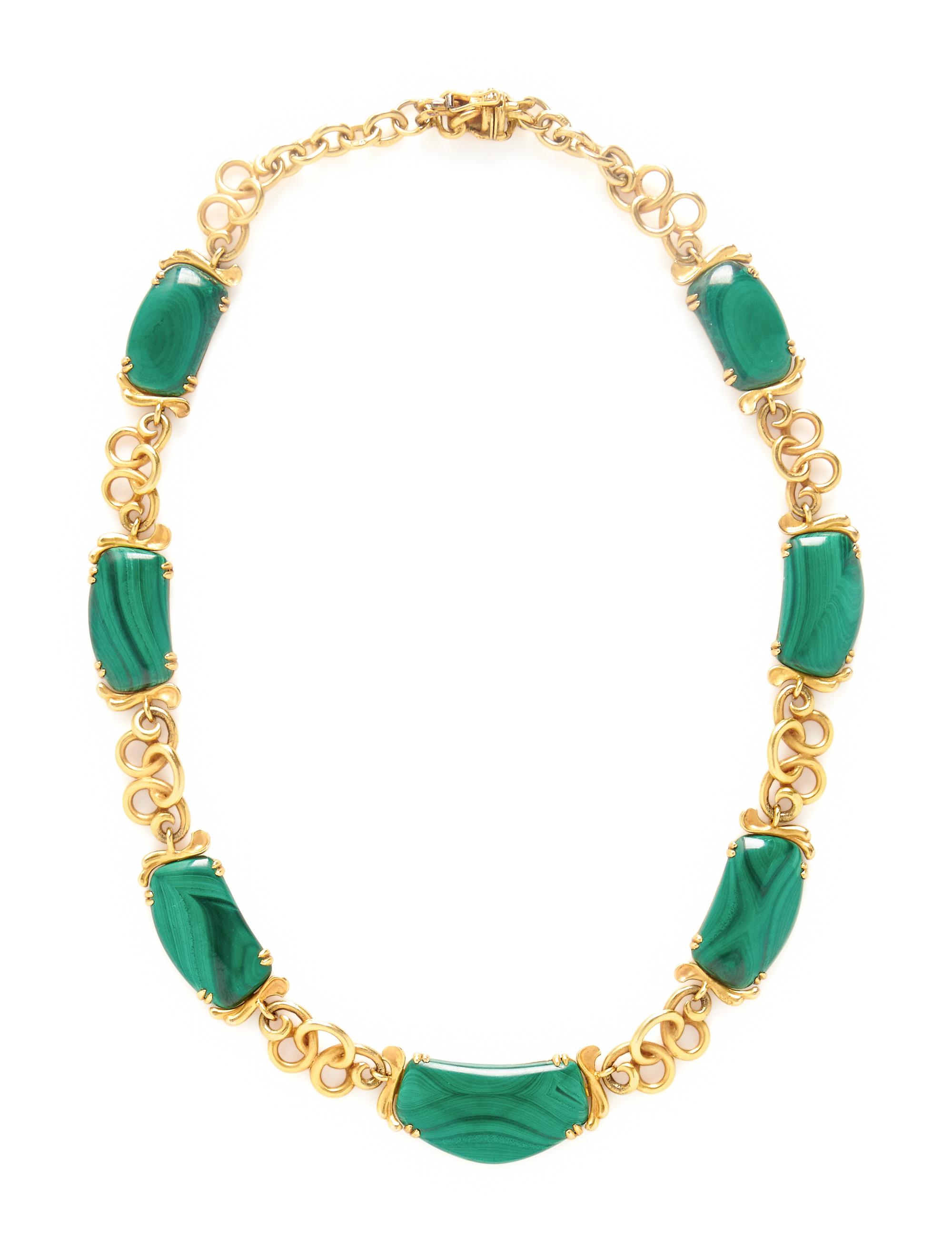 YELLOW GOLD AND MALACHITE NECKLACE