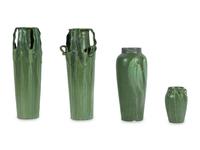 Four Vases Ephraim Faience Pottery, Wisconsin, USA