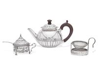 A Victorian Silver Teapot and a Dutch Silver Mustard Pot