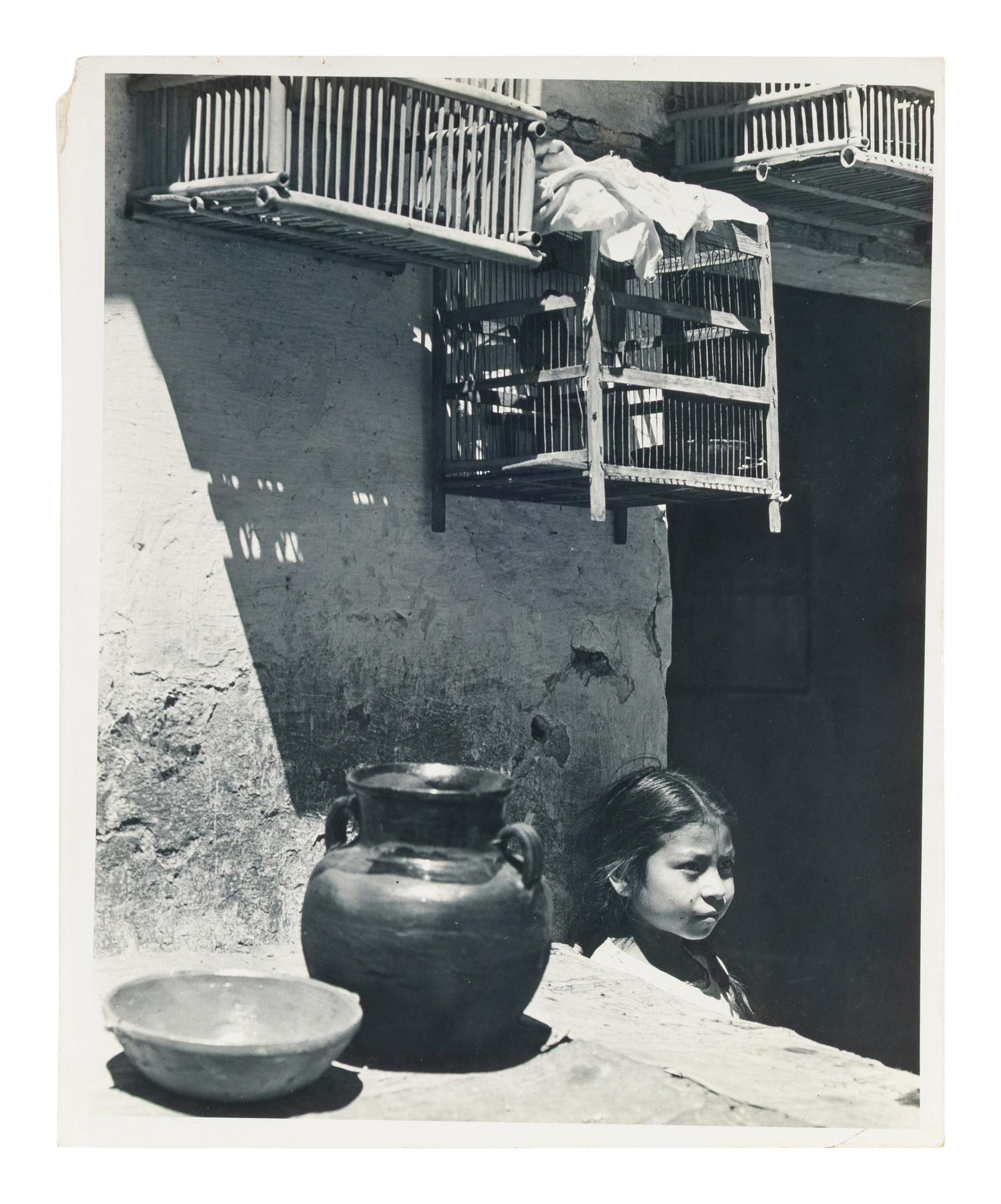 A group of five works ( Spools; Peter Lorre; #5; Model Standing in Rocks; Stairway Up Fuel Storage Tank )