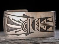 Sterling Silver Overlay Cuff Bracelet, with Winged Elements