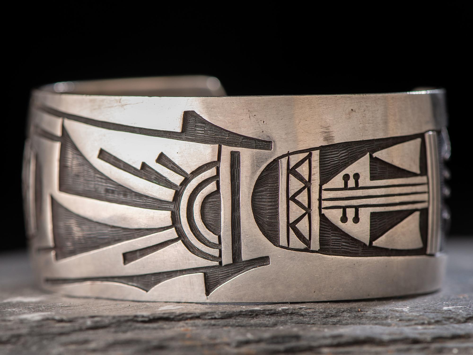 Sterling Silver Overlay Cuff Bracelet, with Winged Elements