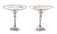 A Pair of American Silver Compotes Height 6 1/2 inches.