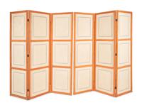 A Pair of Painted Three-Panel Screens