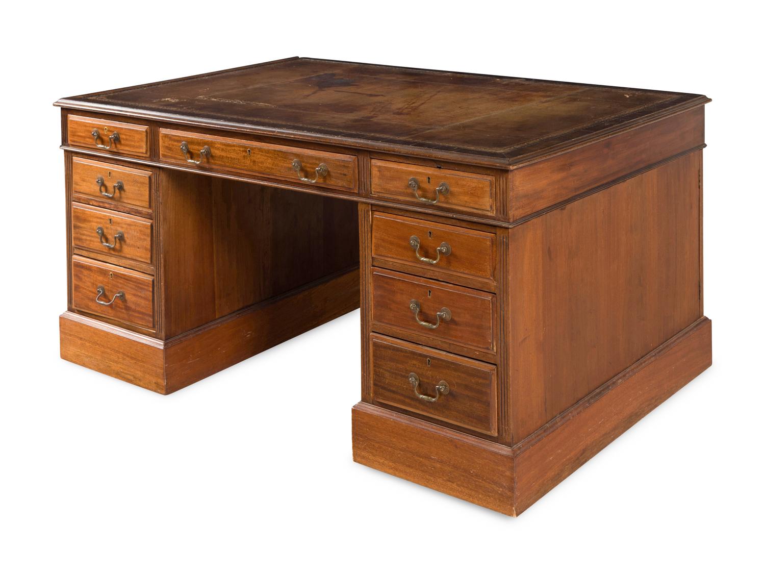 An English Mahogany Pedestal Partners Desk