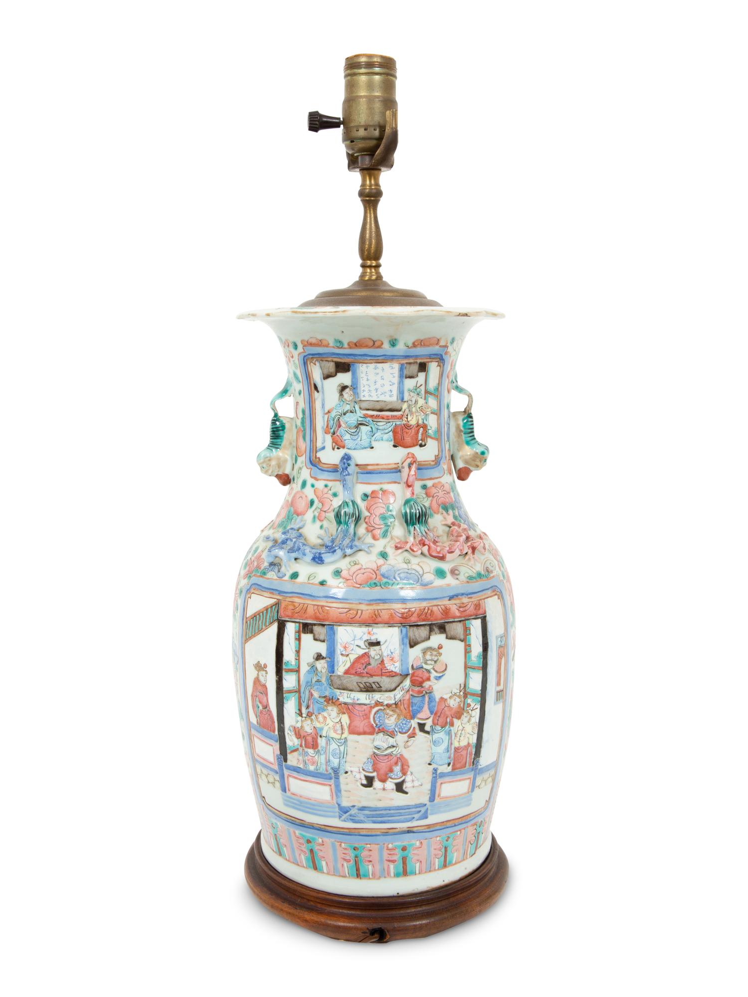 A Chinese Porcelain Vase Mounted as a Lamp