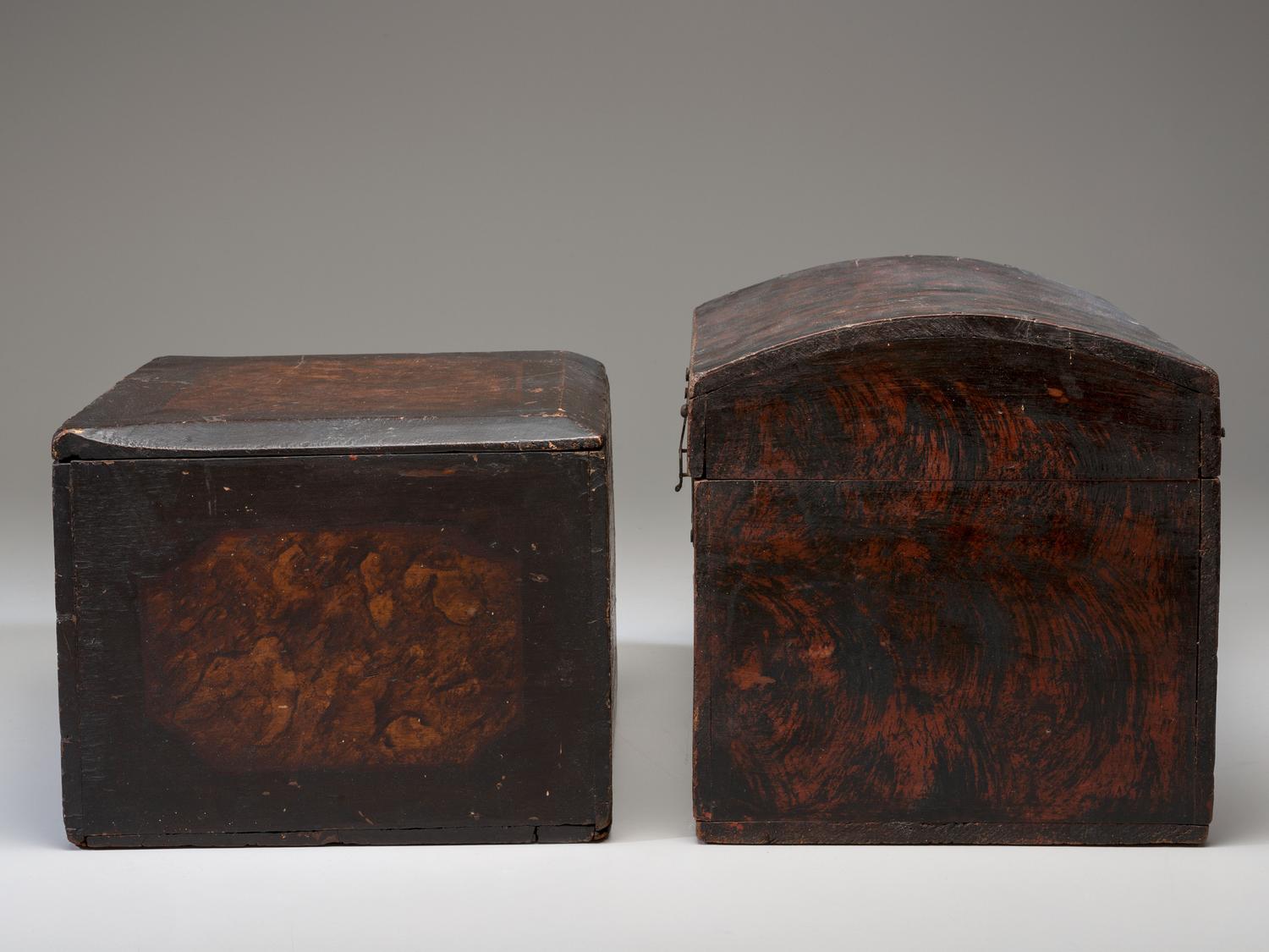 Two Paint Decorated Wood Boxes