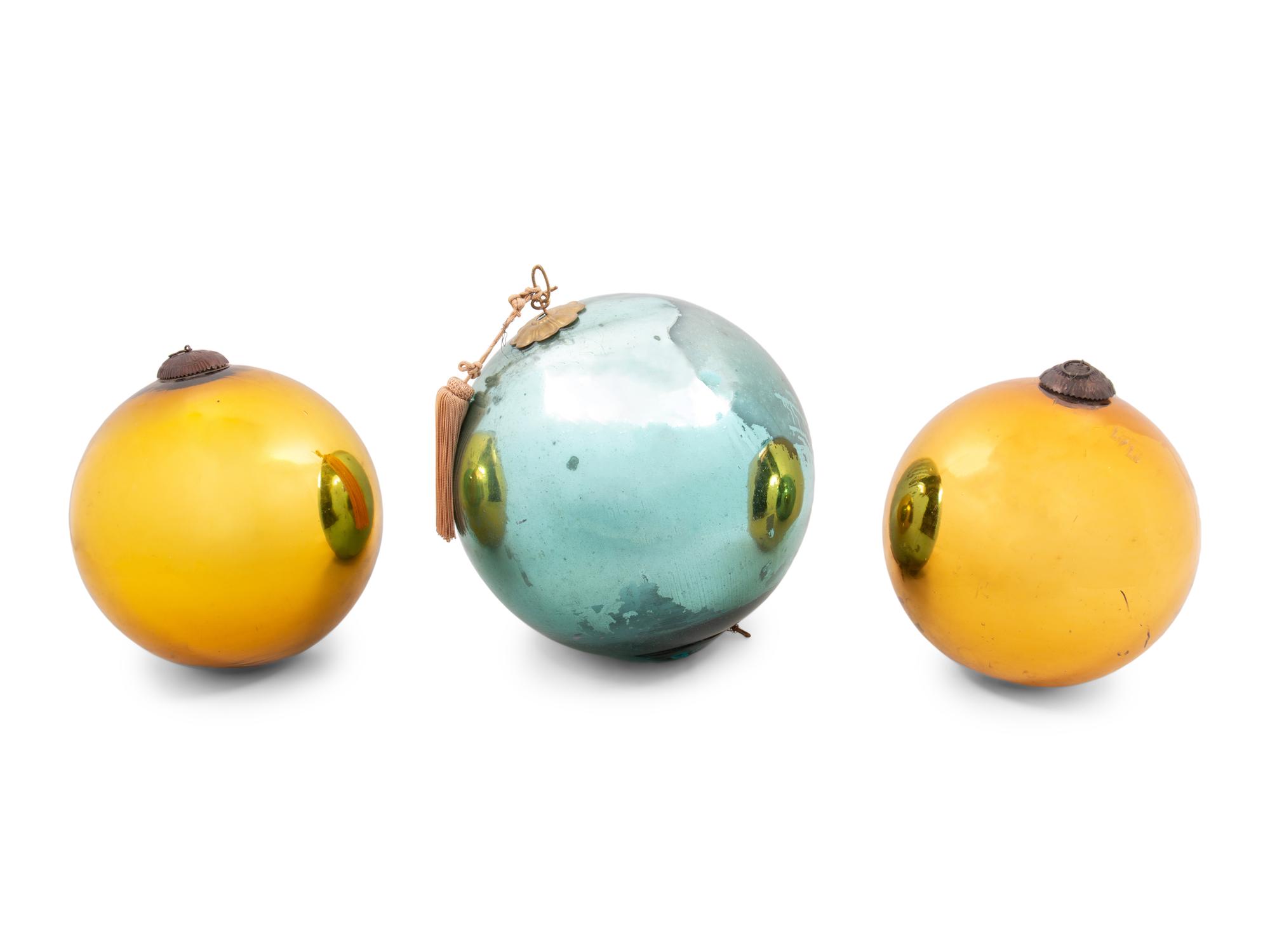 A Group of Three Large Kugel Ball Ornaments