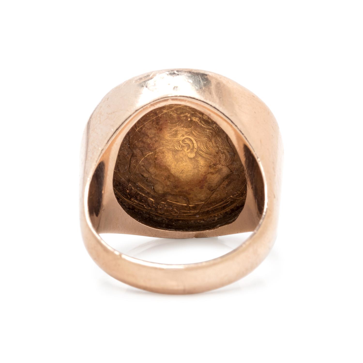 YELLOW GOLD AND COIN RING