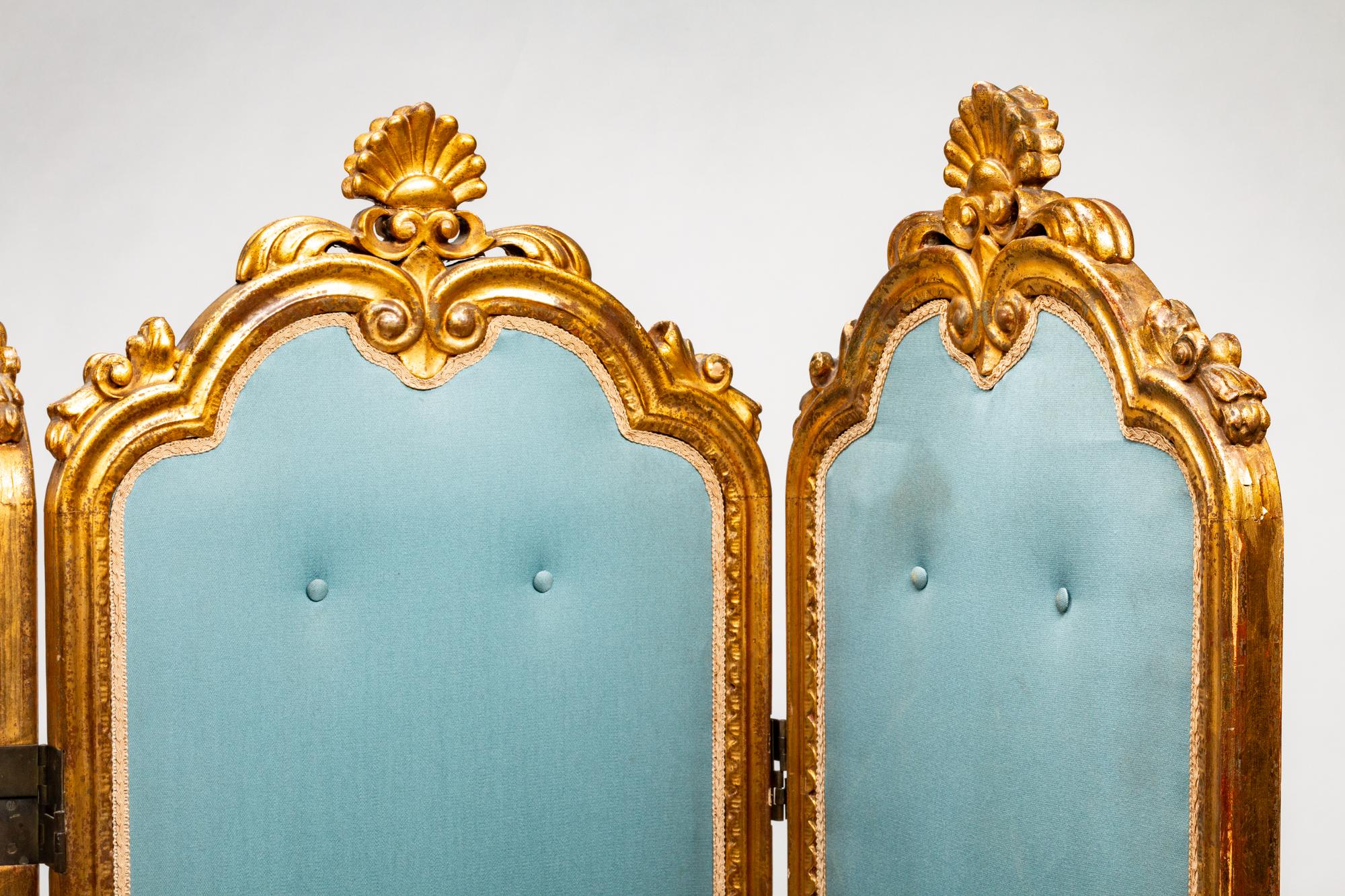 A Louis XV Style Giltwood Five-Fold Floor Screen — 19TH CENTURY
