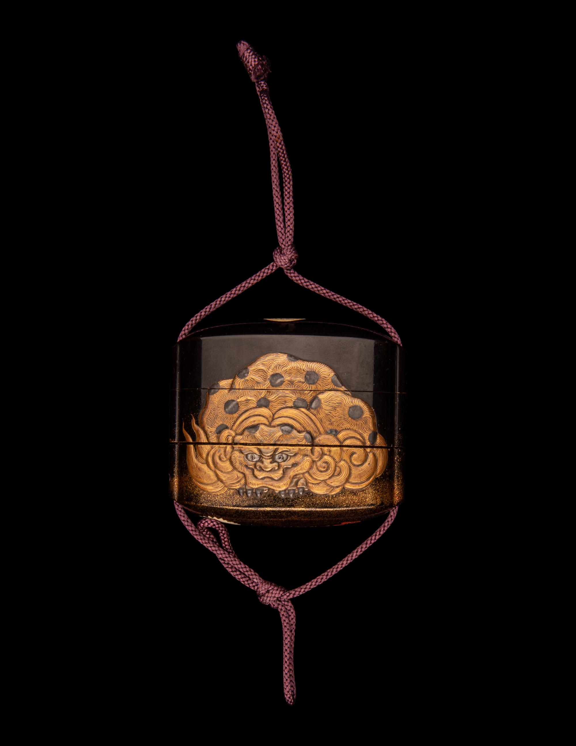 A Japanese Gold and Black Lacquer Two-Case Inro