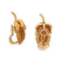 CARL D. LINDSTROM, YELLOW GOLD AND DIAMOND EARCLIPS
