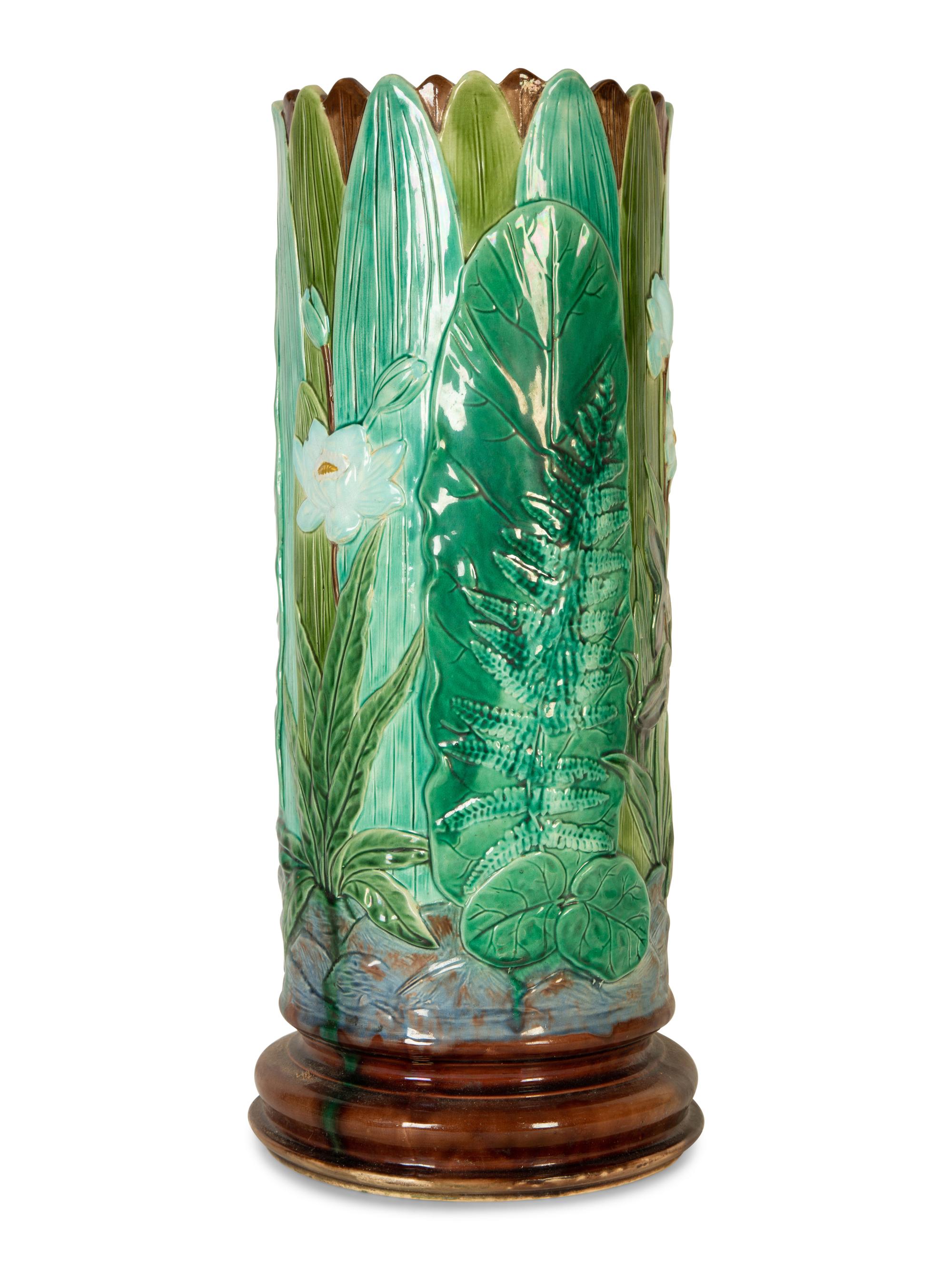 An English Majolica Umbrella Stand — 19th Century