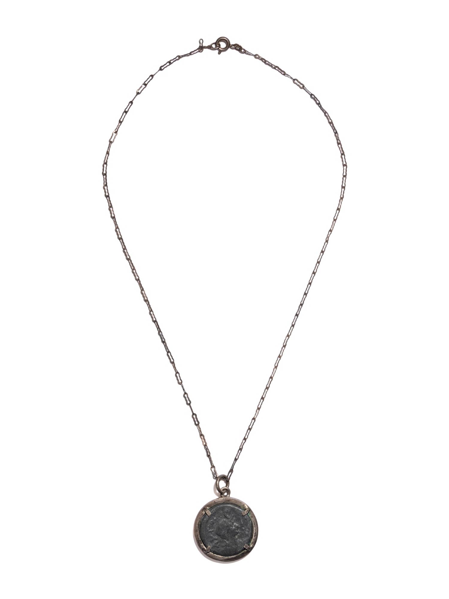 A Roman Bronze Coin set in a Modern Mount and Chain