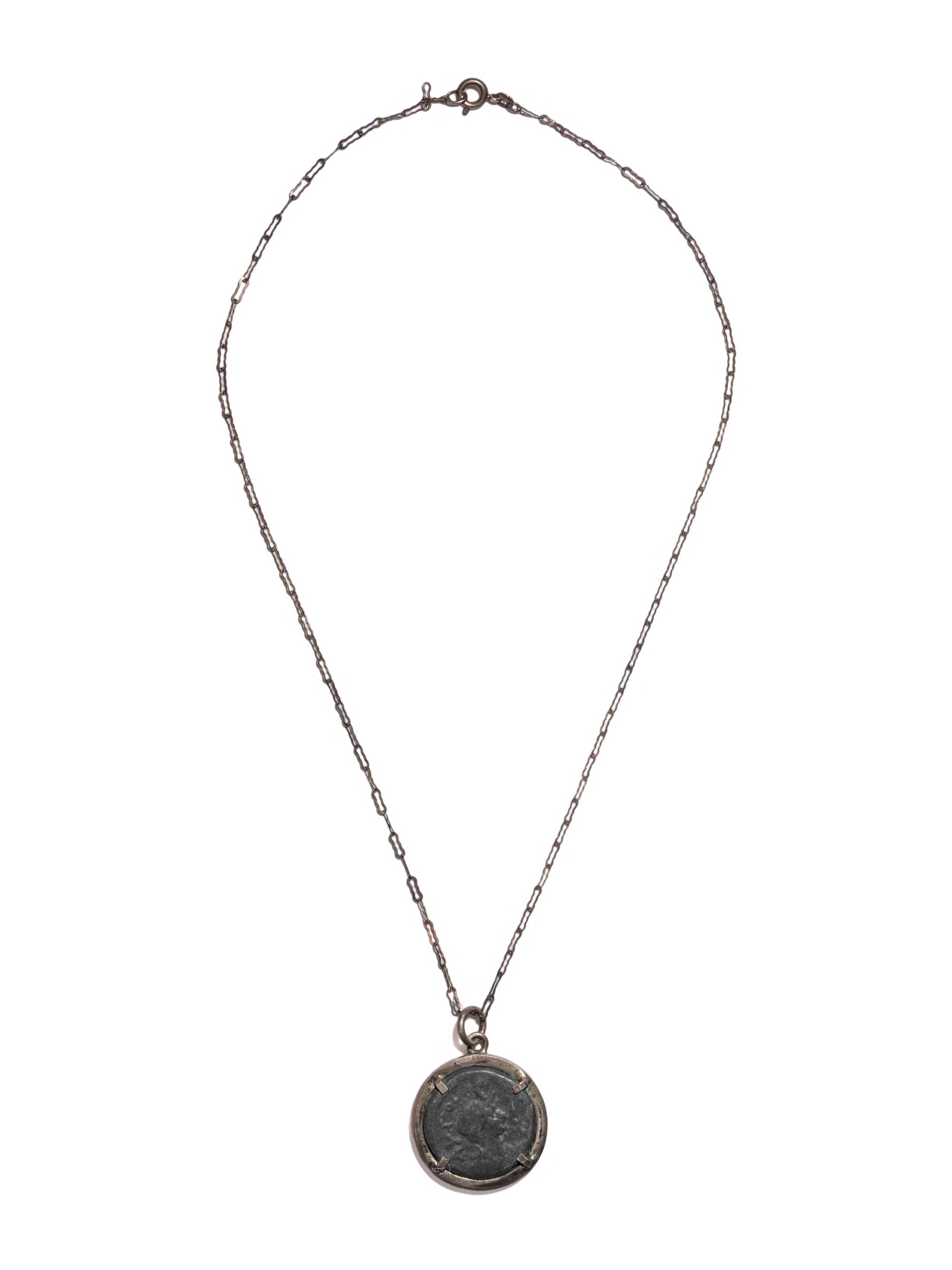 A Roman Bronze Coin set in a Modern Mount and Chain