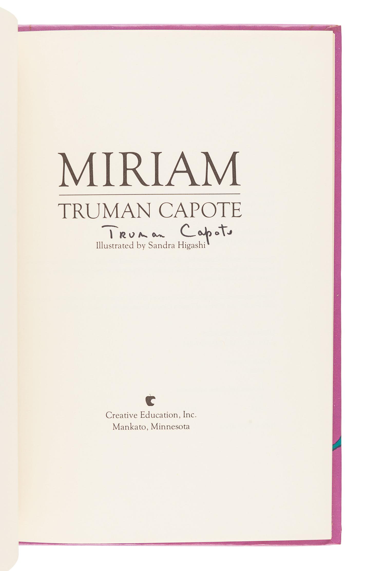 [CAPOTE, Truman (1924-1984)]. A group of 3 FIRST EDITIONS, SIGNED BY CAPOTE, comprising: