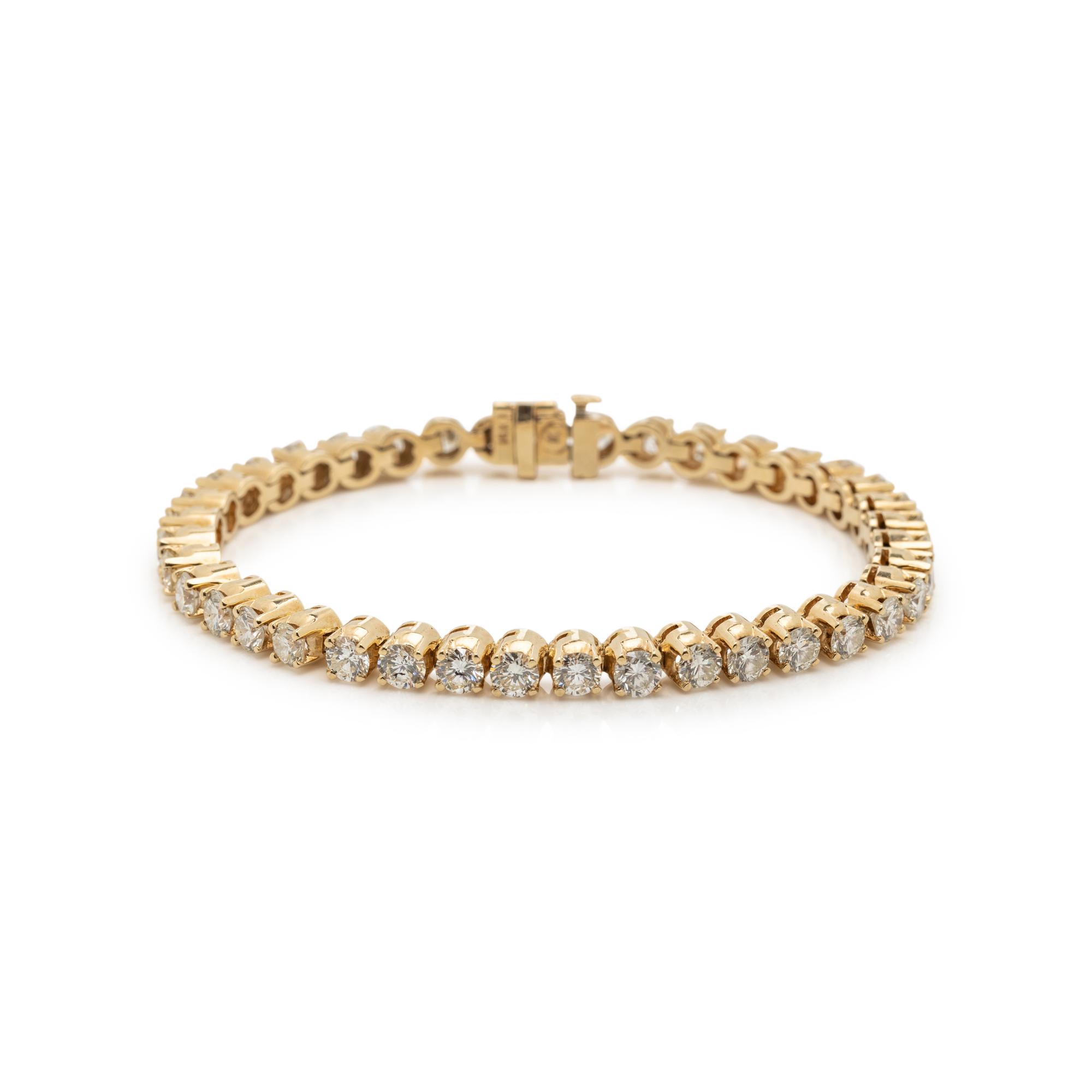 YELLOW GOLD AND DIAMOND TENNIS BRACELET