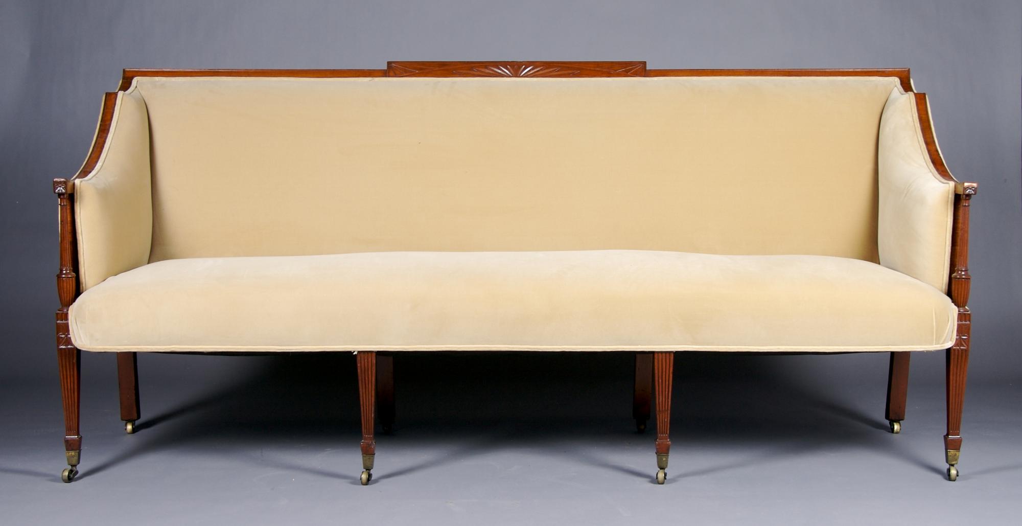 A Sheraton Mahogany Sofa, Length 84 1/2 inches.