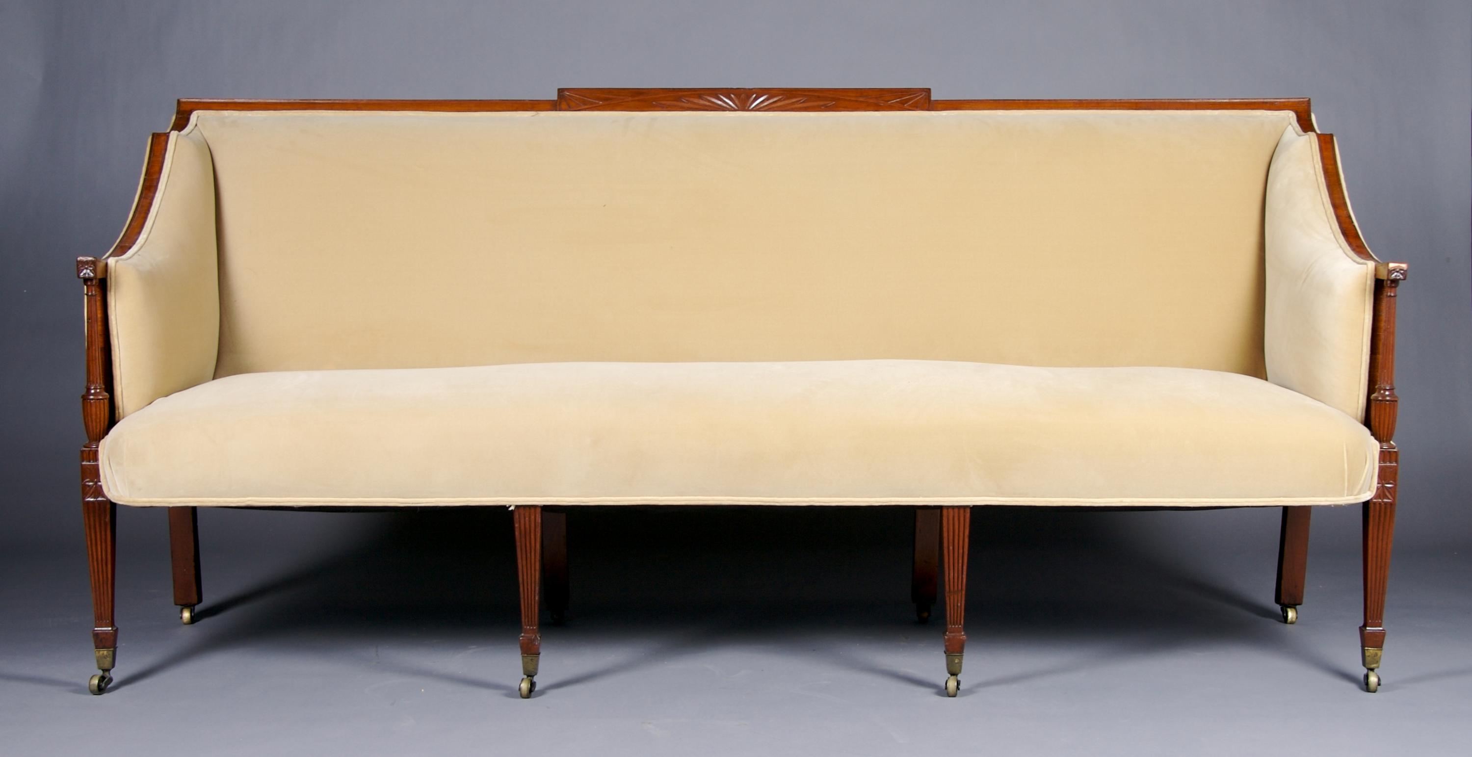 A Sheraton Mahogany Sofa, Length 84 1/2 inches.