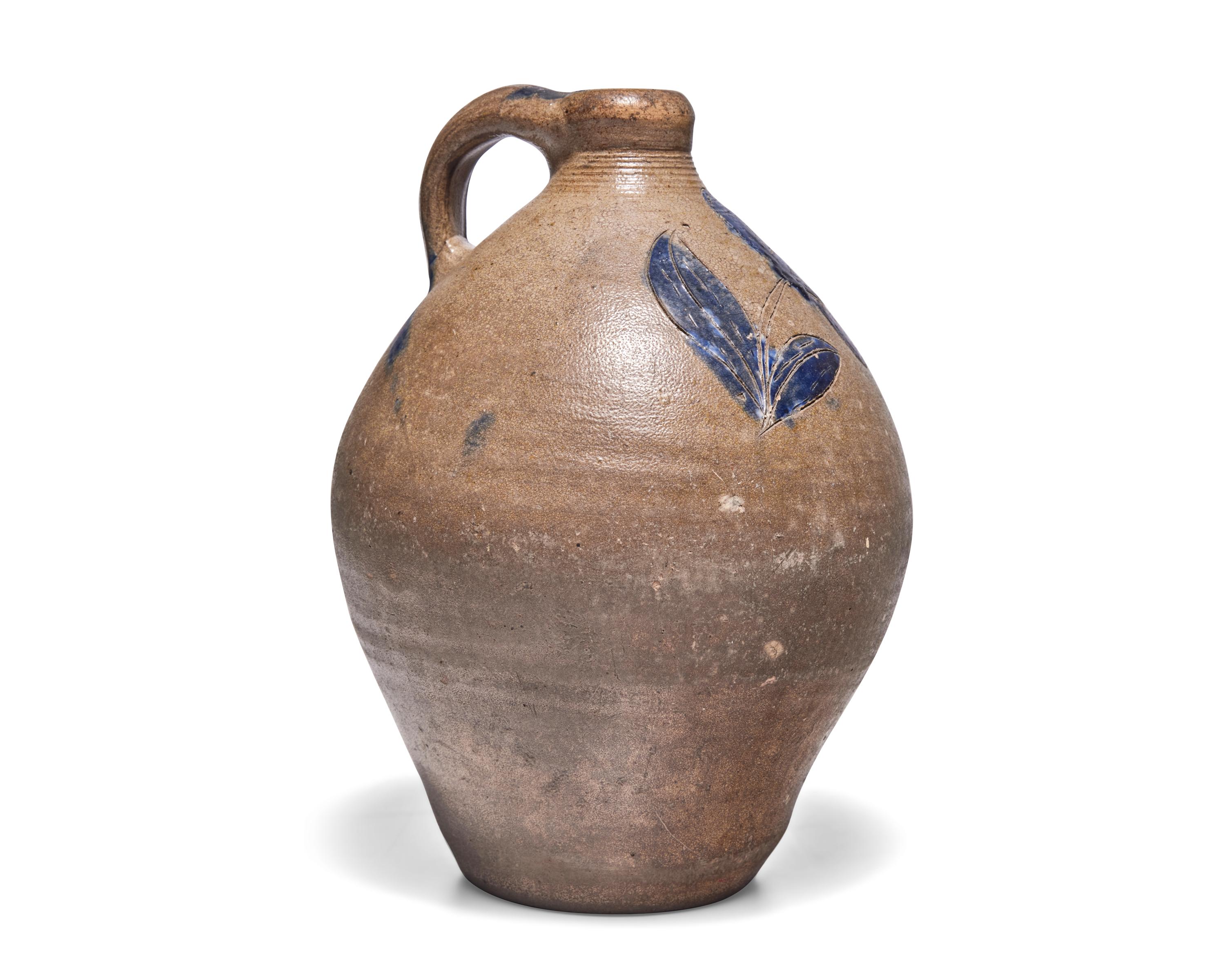 An Incised and Cobalt-Decorated Stoneware Jug, New York, First Half 19th Century