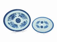 A Chinese Export Blue Fitzhugh Porcelain Meat Platter and Liner