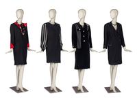 Three Dresses by Louis Féraud, Rizik Bros, a Gene Roye Dress, Givenchy Skirt Suit, and a Collection of Costume Jewelry