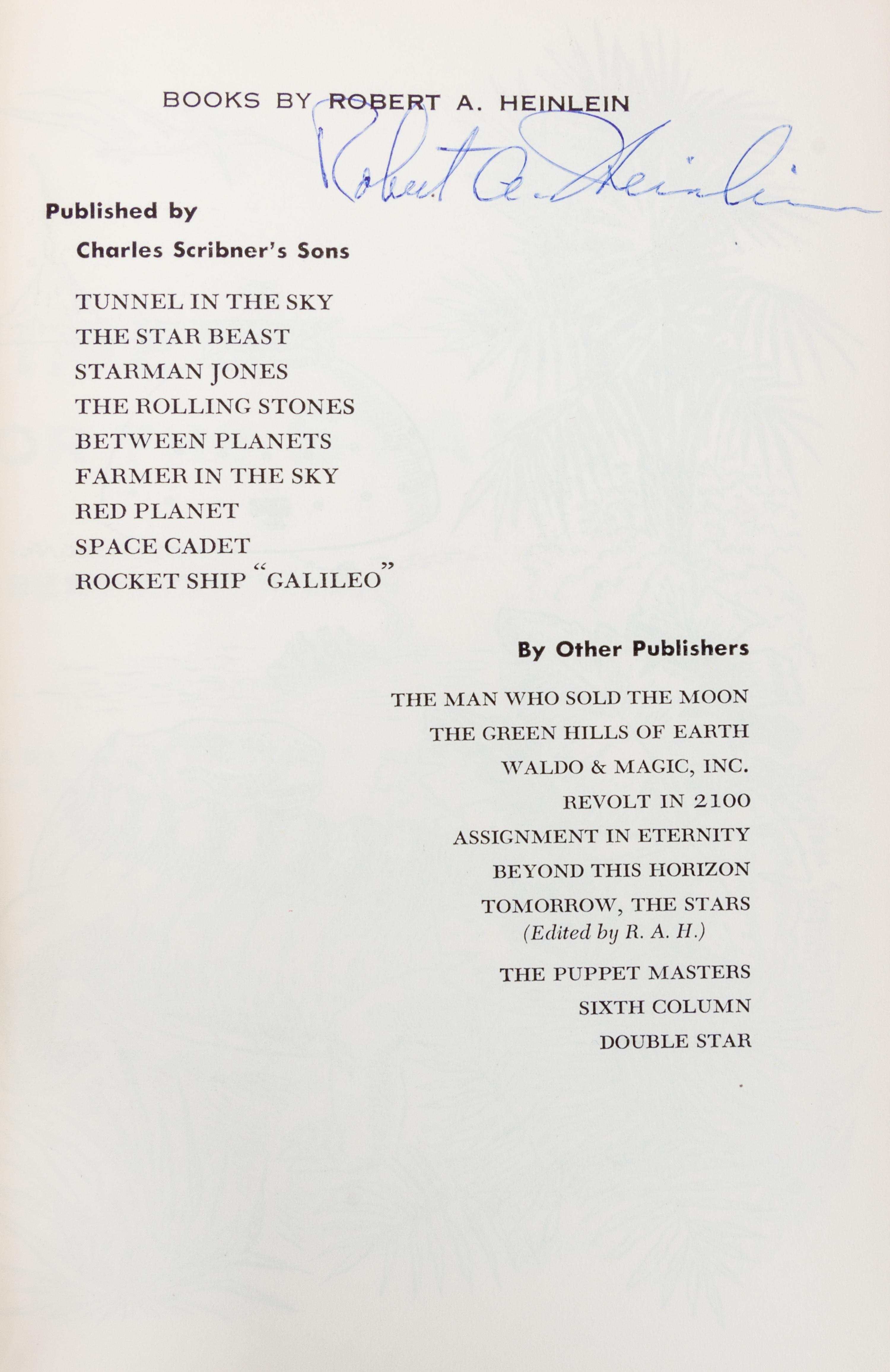 HEINLEIN, ROBERT A. Tunnel in the Sky. New York, 1955. First edition, signed.
